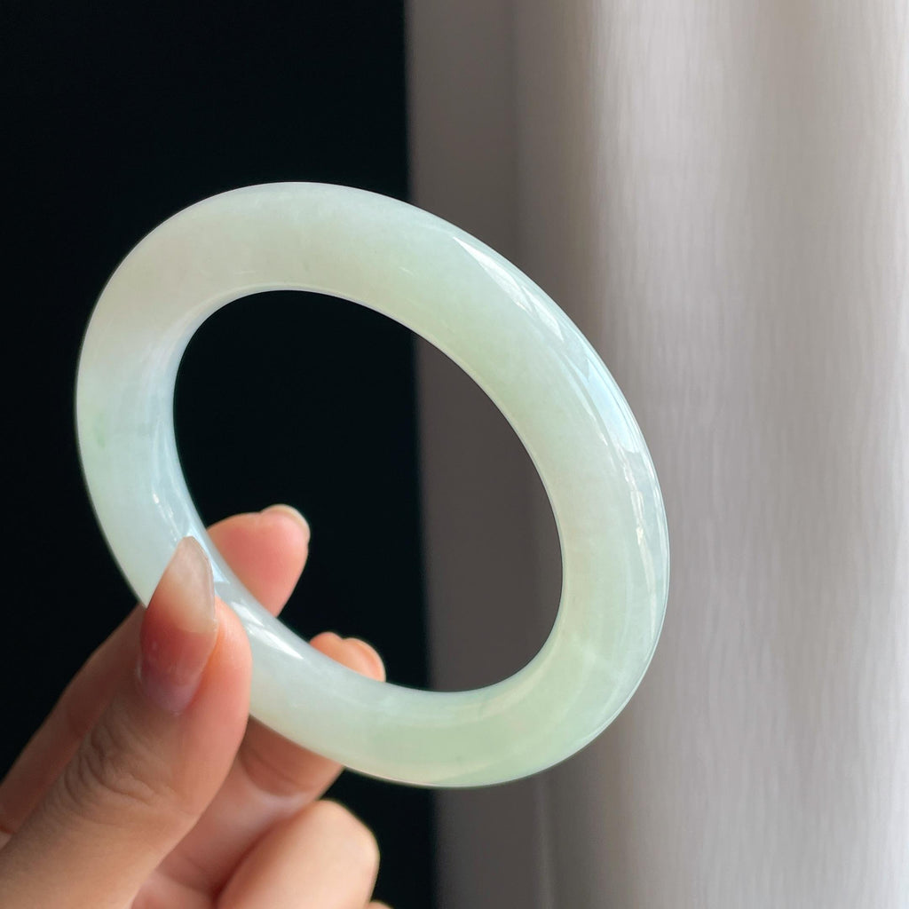 糯冰种晴底翡翠圆条手镯（58.4mm)（yc349347）