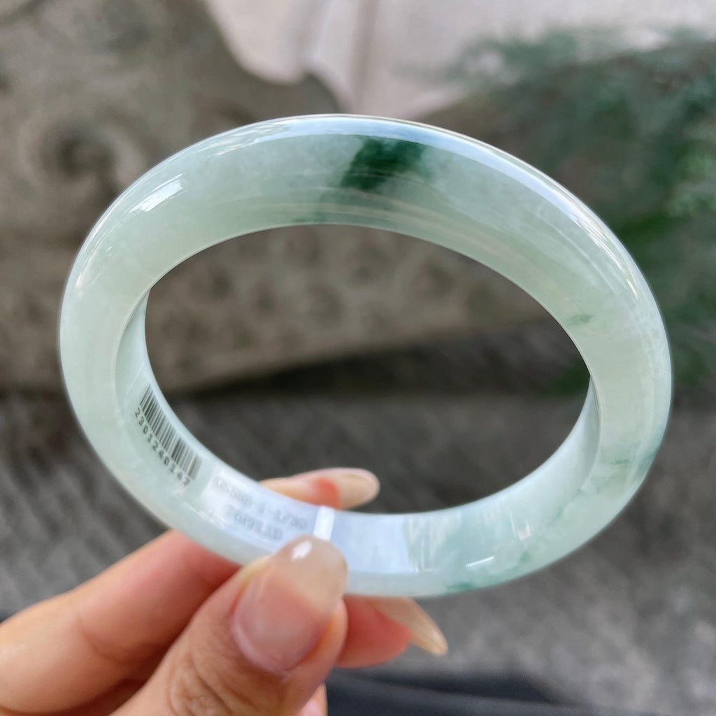 细糯种飘花正圈平安镯57.2圈    天然缅甸A货翡翠（yc351368）