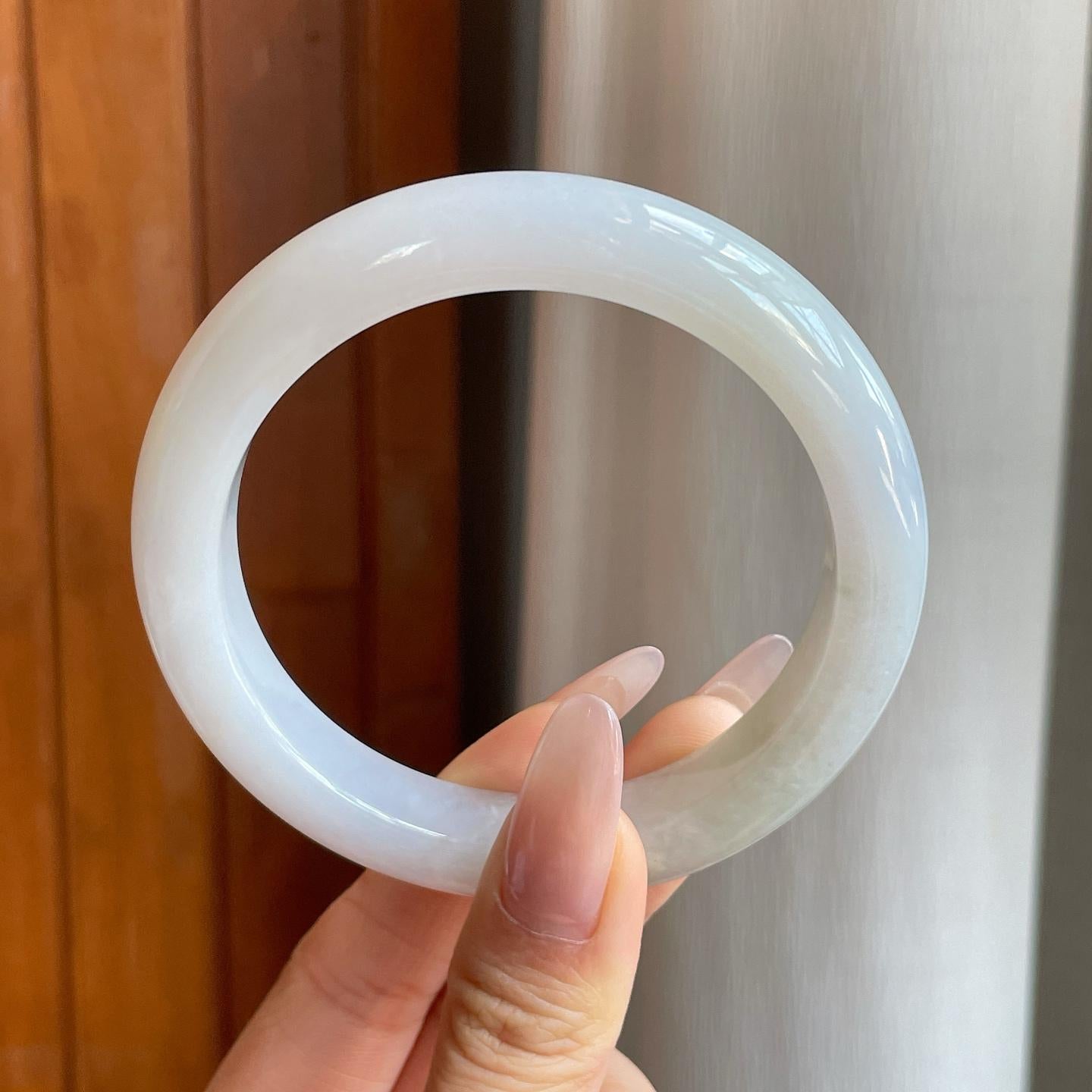 糯冰白月光翡翠平安镯（60.5mm）（yc283256）
