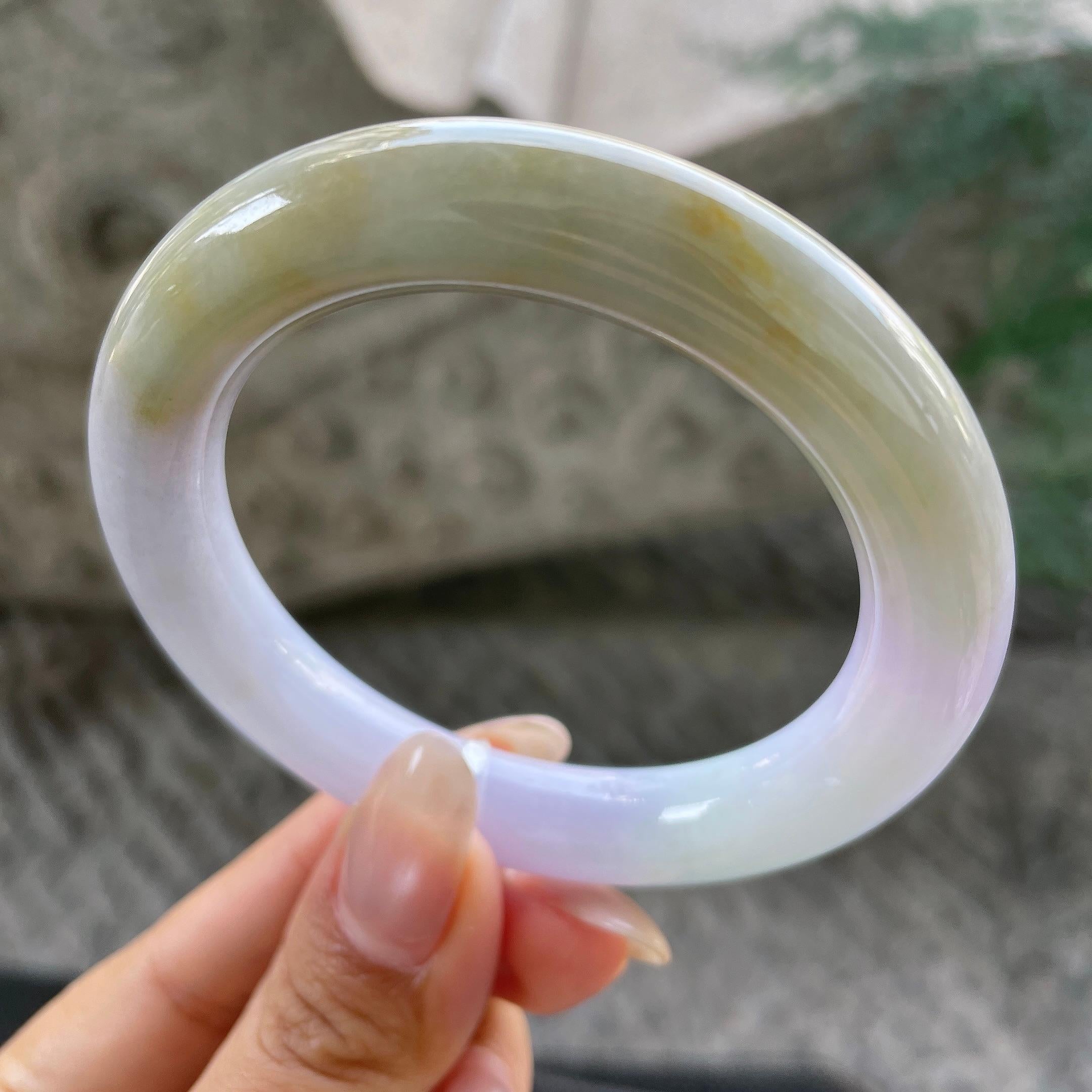 细糯种多彩圆条手镯54圈    天然缅甸A货翡翠（yc351370）