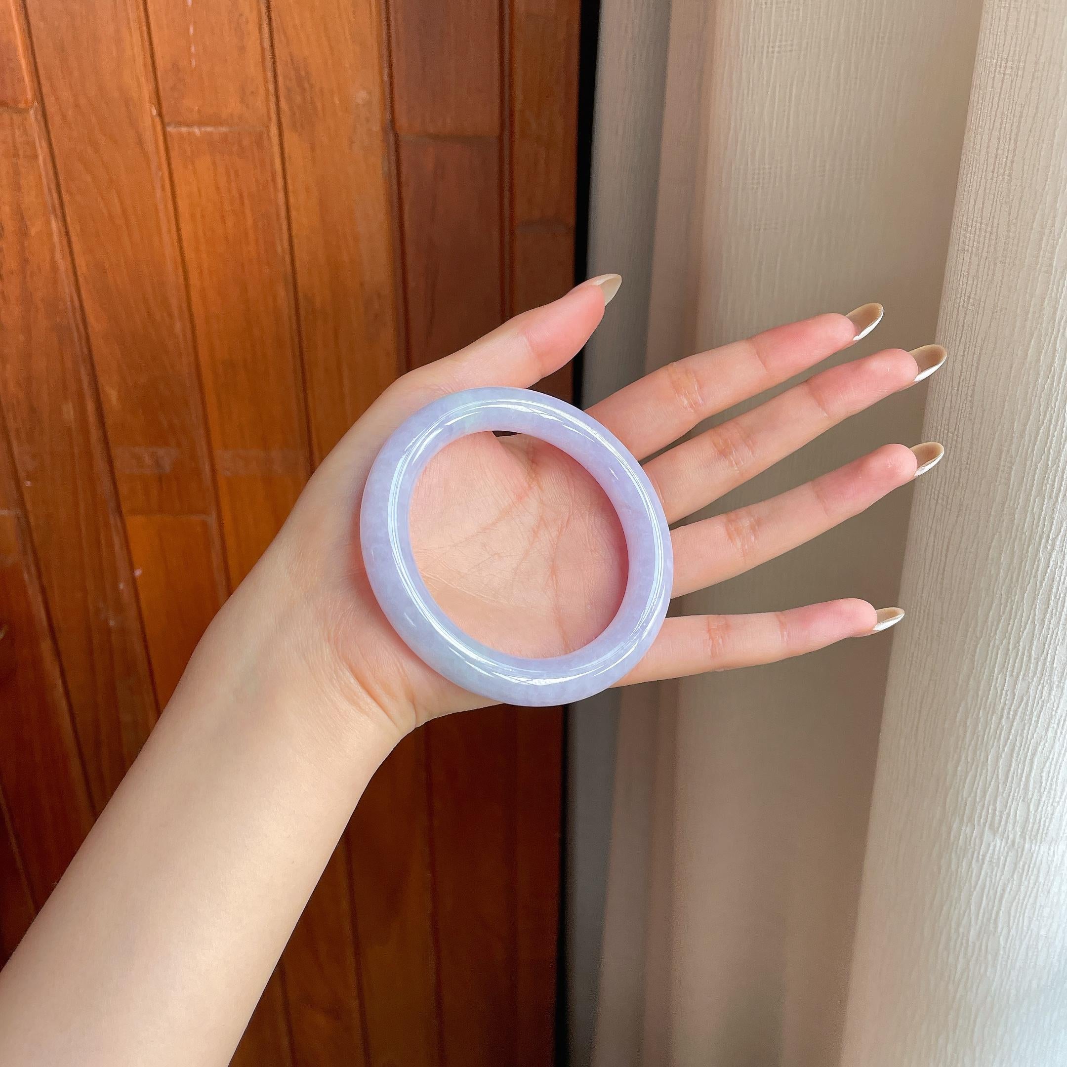 糯冰紫罗兰翡翠圆条手镯（57mm)（yc419676）