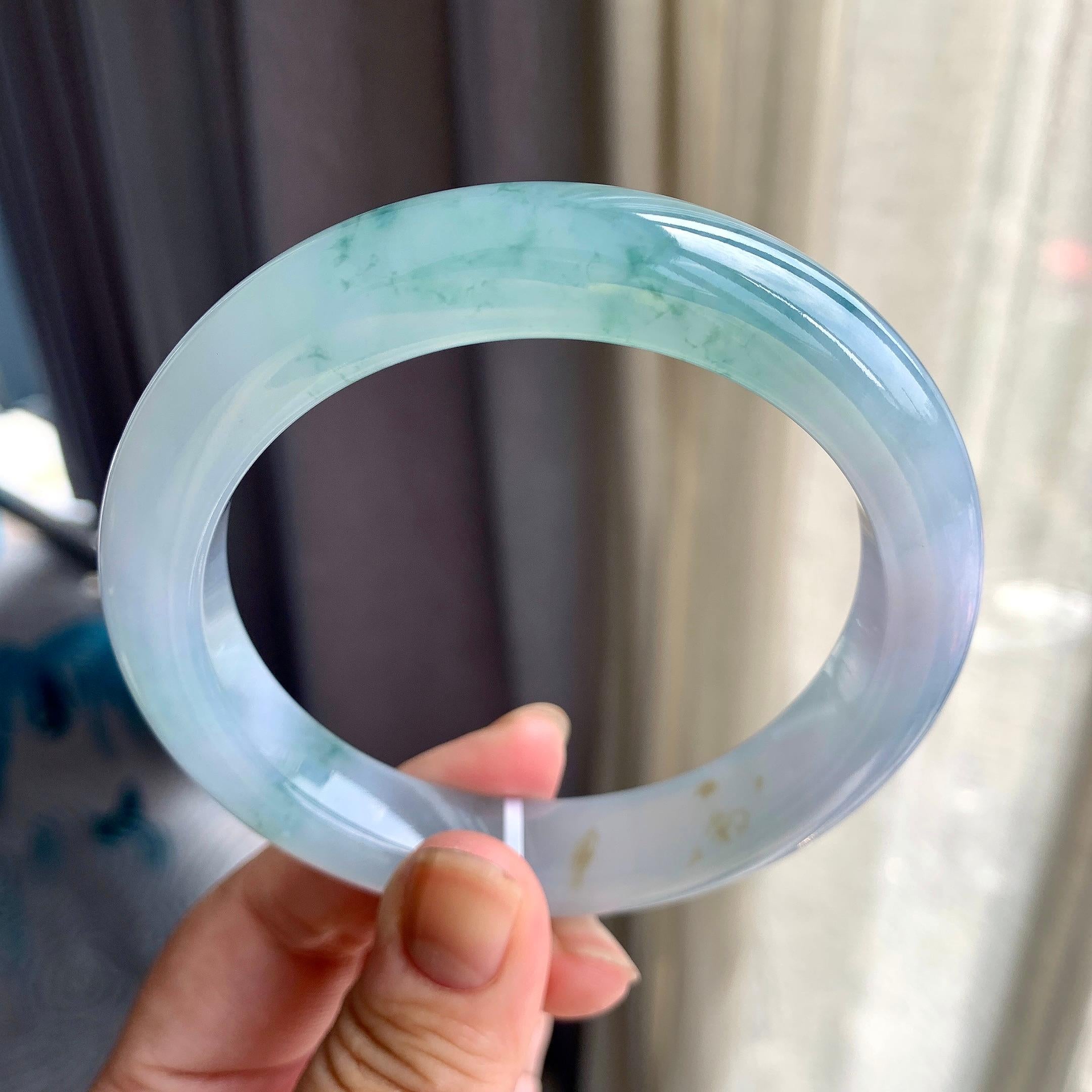 糯冰种飘花平安镯（64.4mm）（yc195373）