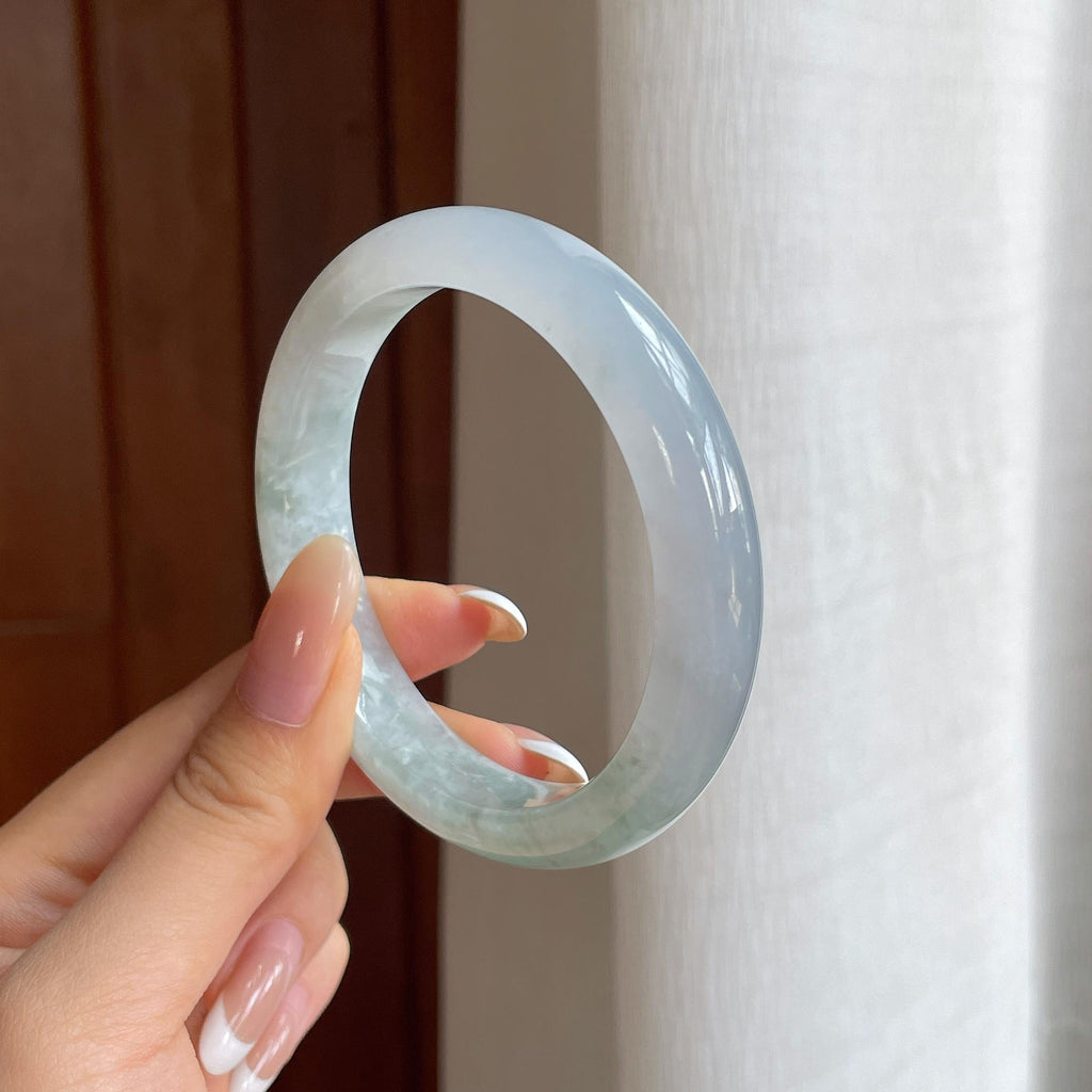 糯冰带底色翡翠平安镯（58.4mm)（yc415330）