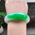 糯冰种飘阳绿宽版轮胎手镯（58.7mm）（yc253724）