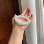 糯冰淡春彩翡翠平安镯（56.5mm）（yc377383）