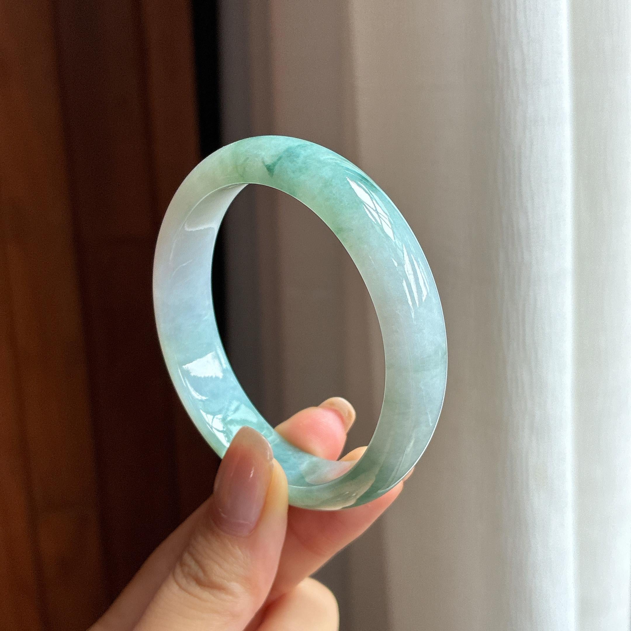 糯种飘花翡翠贵妃镯 55圈（yc435328）