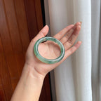 冰种飘花翡翠圆条手镯（55.5mm）（yc412137）