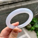 糯冰种淡紫罗兰圆条手镯（52.4mm）（yc262802）