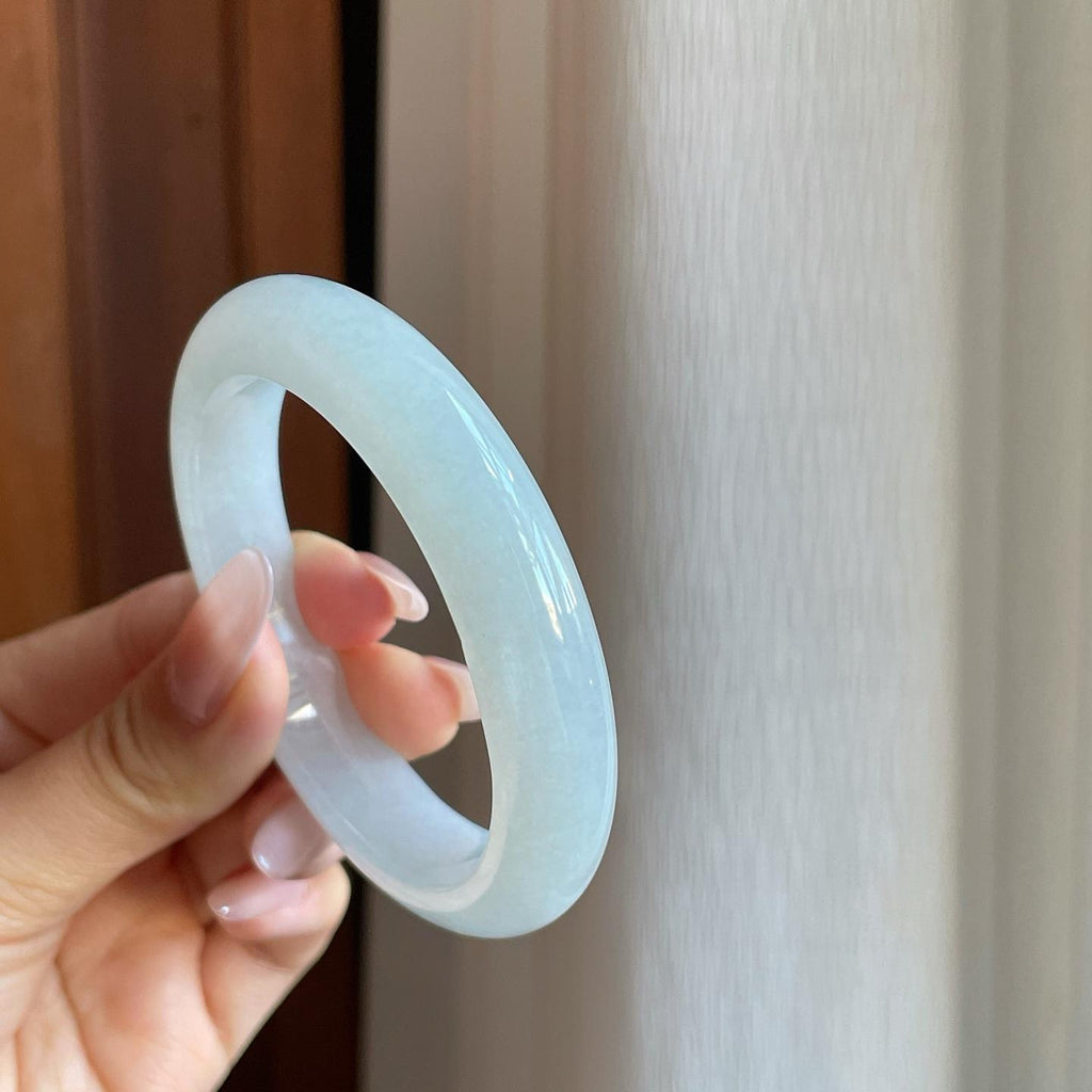 糯冰白月光翡翠平安镯（55.5mm）（yc277404）