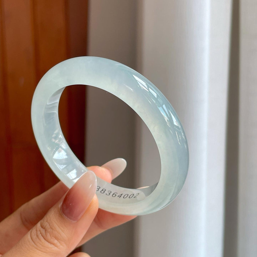 冰种淡底色翡翠平安镯（55mm）（yc266505）