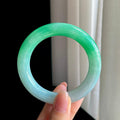 糯冰带色翡翠圆条手镯（54mm）（yc342185）