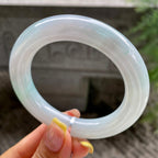胖圆条     细糯种飘绿圆条手镯54.1圈      天然缅甸A货翡翠（yc383111）