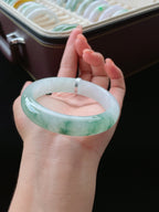 冰种飘绿花正圈翡翠手镯（58.1mm）（yc016639）