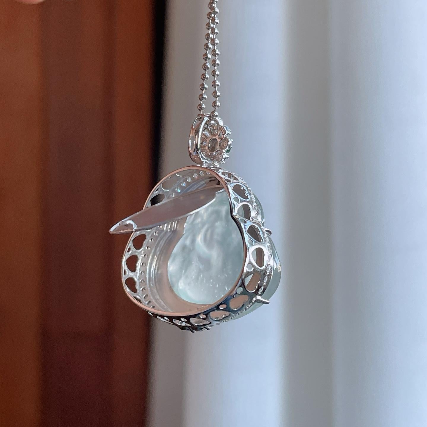 18k金钻镶冰种淡晴底翡翠财神（yc265739）