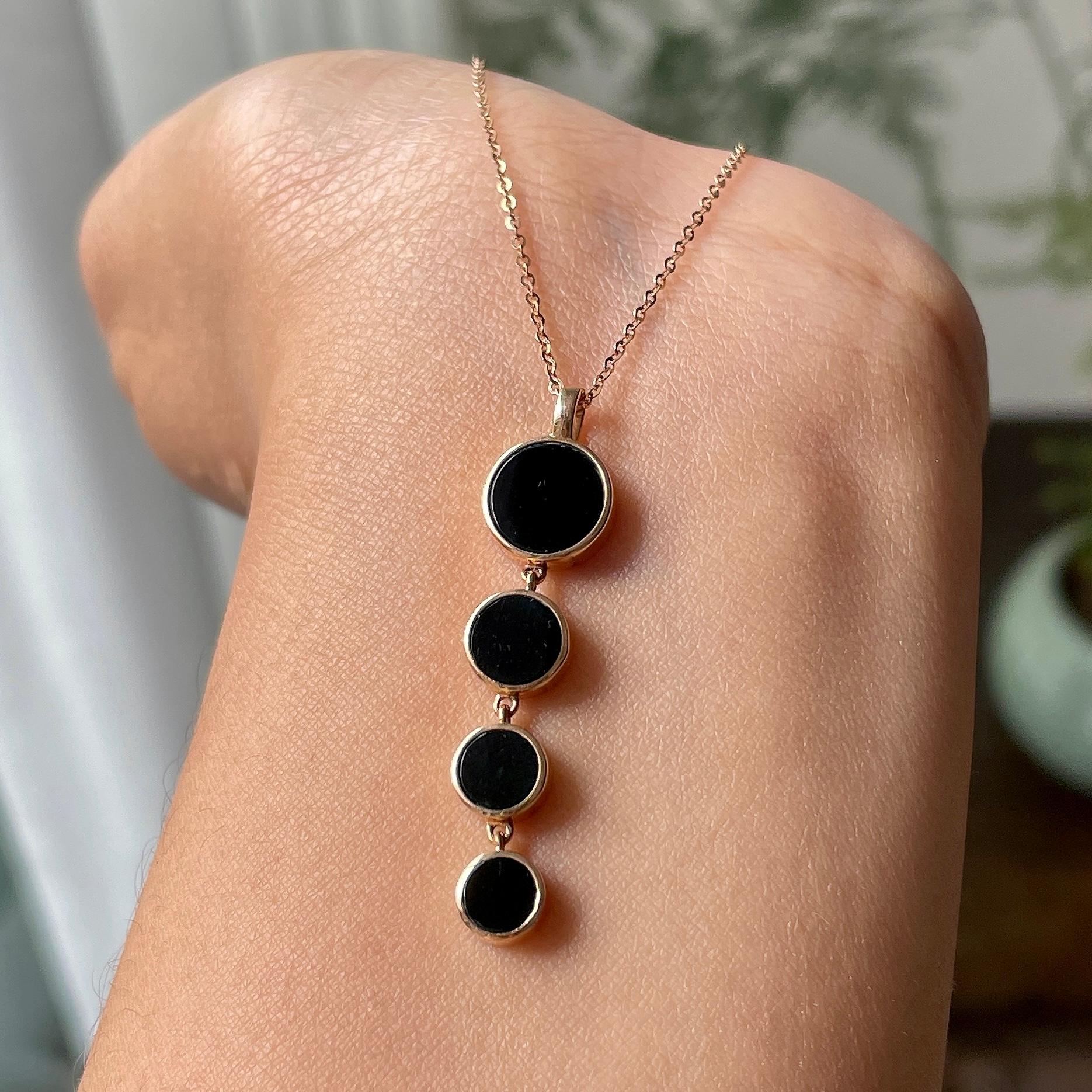 18k金镶细糯种墨翠圆牌项链    天然缅甸A货翡翠（yc332465）