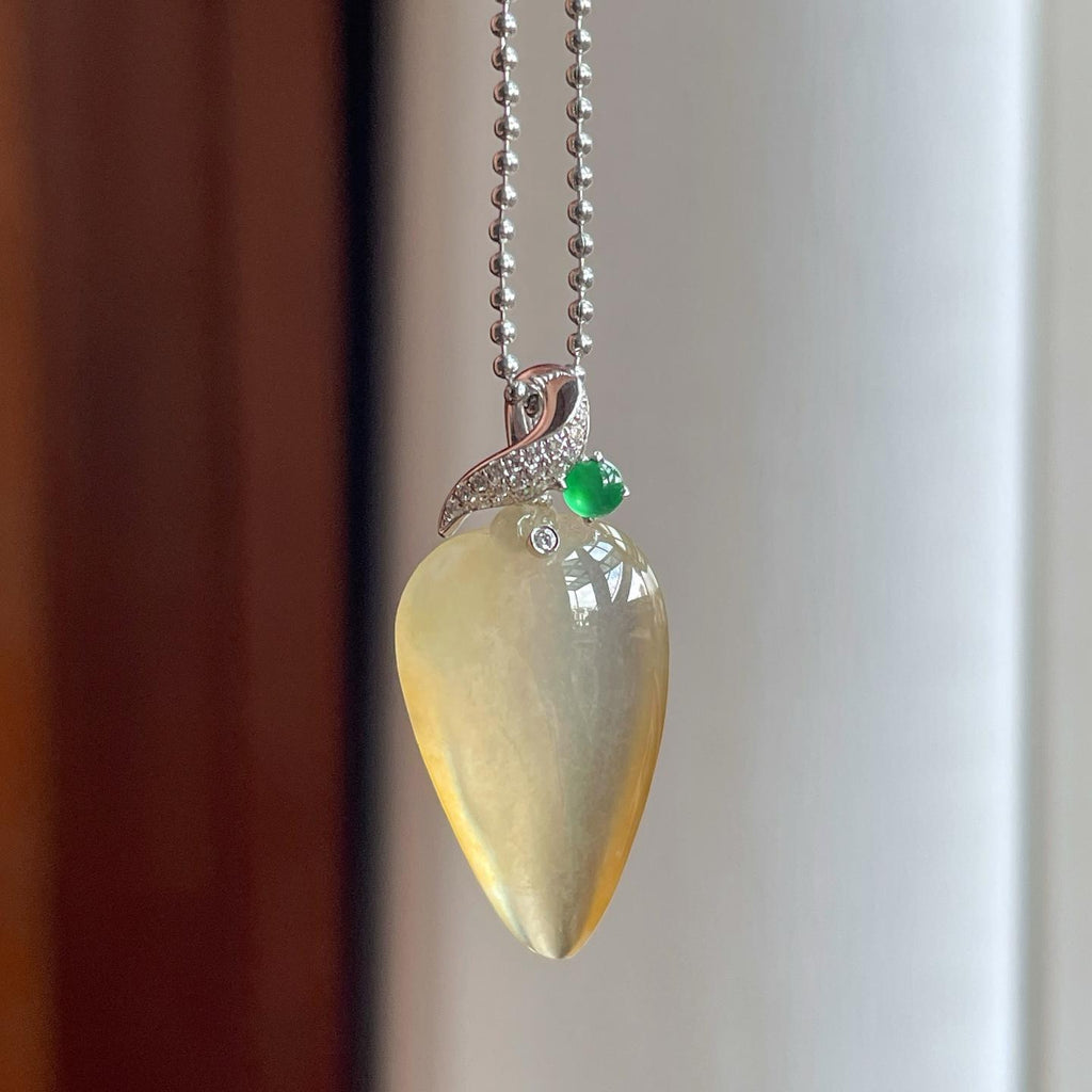 18k金扣冰种黄翡翡翠福瓜（yc251674）