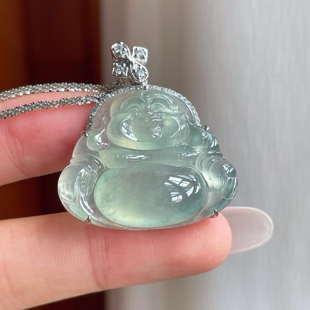 18k金钻镶冰种晴底翡翠佛公（yc263548）