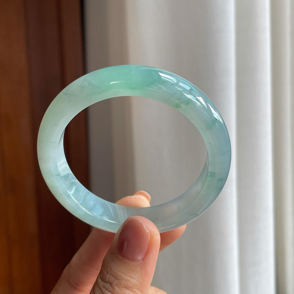 冰种飘花翡翠平安镯（52.5mm）（yc277382）