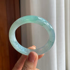 冰种飘花翡翠平安镯（52.5mm）（yc277382）