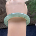 细糯种晴底飘蓝花圆条手镯 56.6圈口 天然缅甸A货翡翠（yc381956）