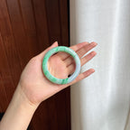 糯冰飘花翡翠平安镯（54.6mm)（yc422957）