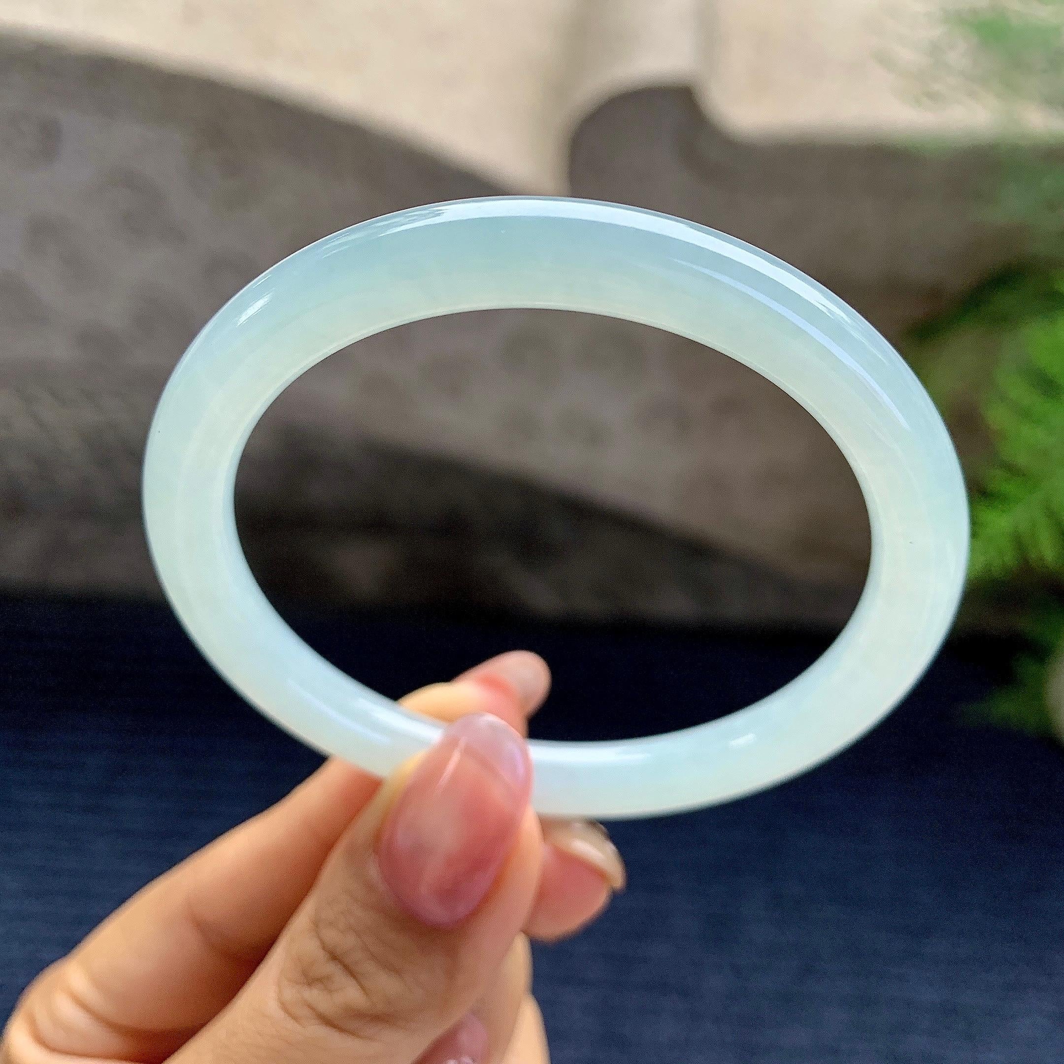 糯冰种晴底圆条手镯（54.6mm）（yc280850）