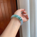 冰种飘花带紫翡翠宽版手镯（56.6mm）（yc356494）