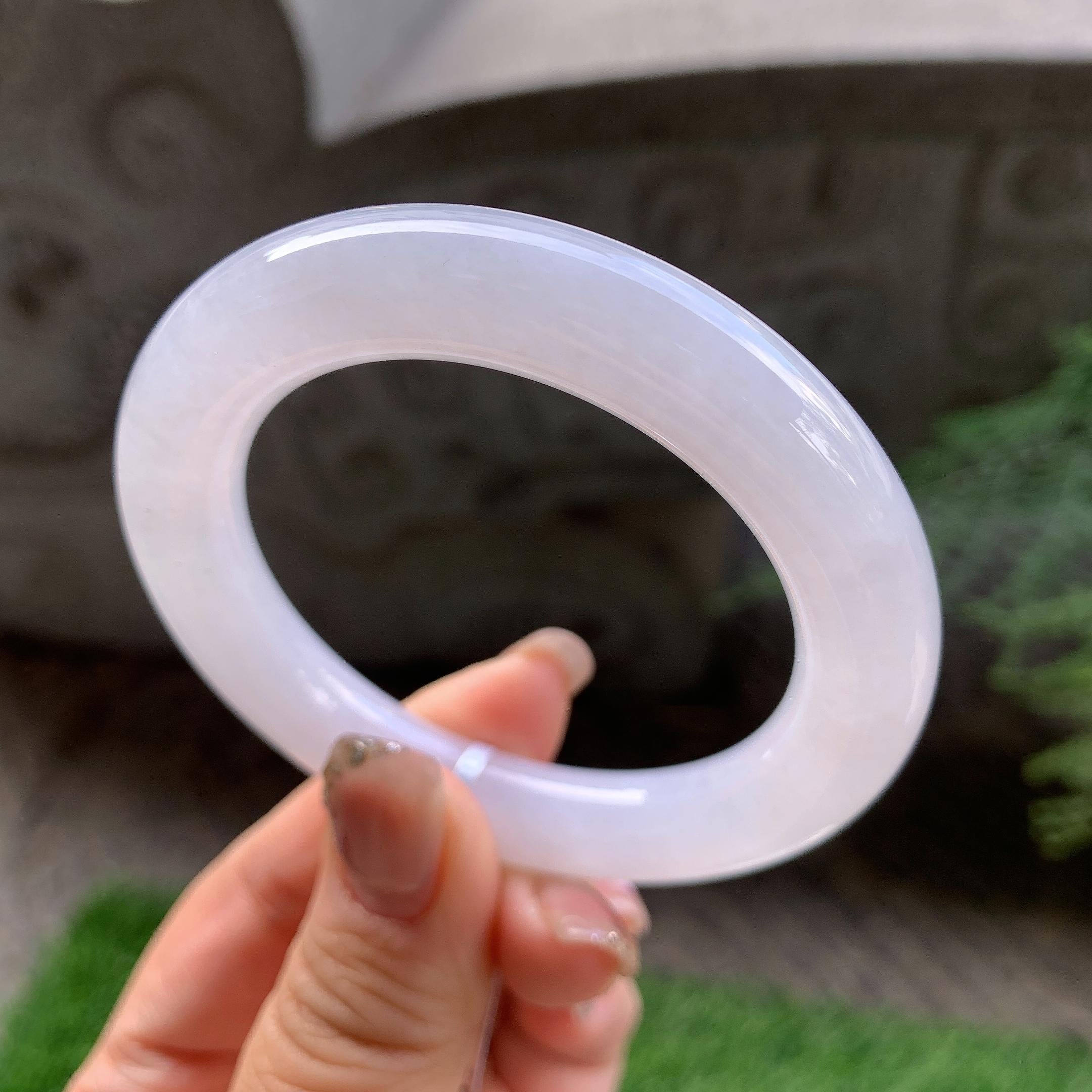 细糯种无色圆条手镯（50.5mm）（yc293331）