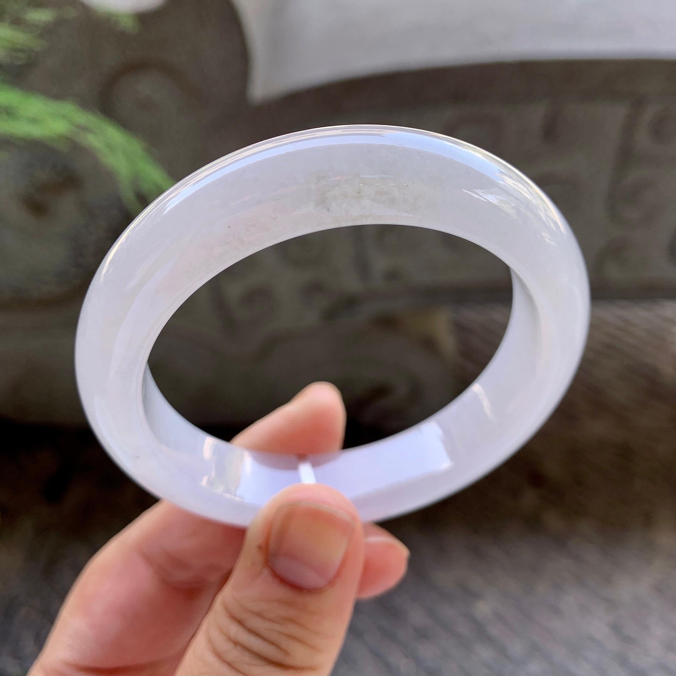 细糯种淡紫罗兰平安镯（55.2mm）（yc199556）