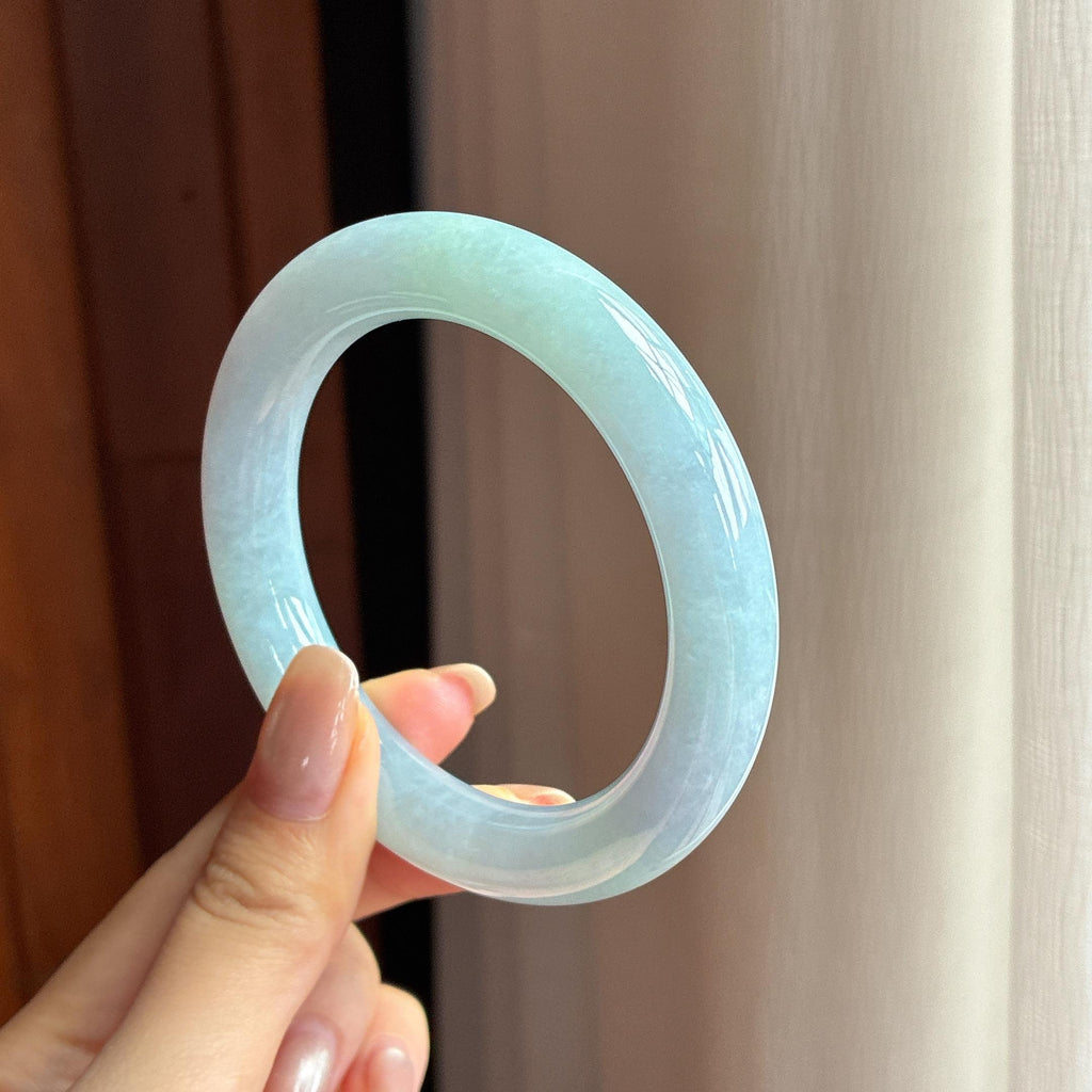 细糯种紫罗兰圆条手镯 56圈 天然缅甸A货翡翠（yc440003）