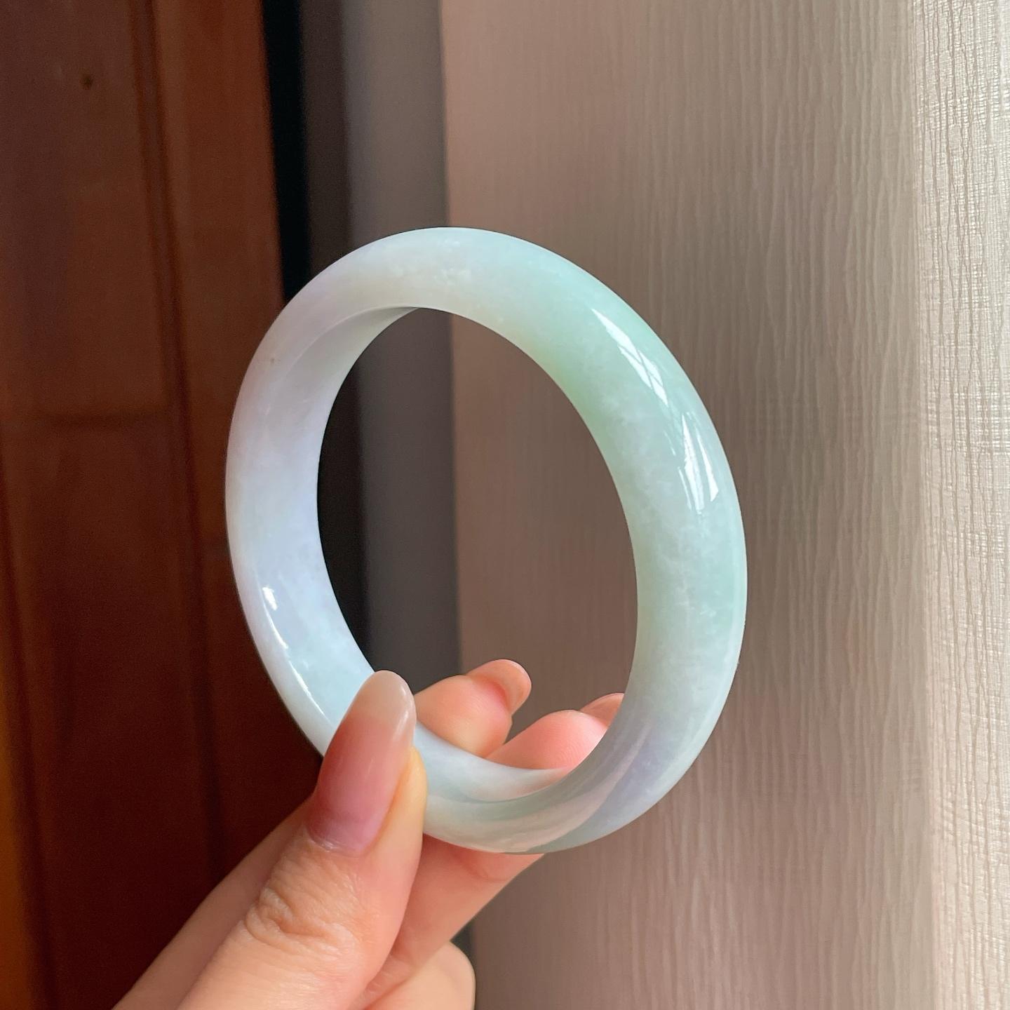 糯冰淡春彩翡翠平安镯（57.8mm）（yc358338）