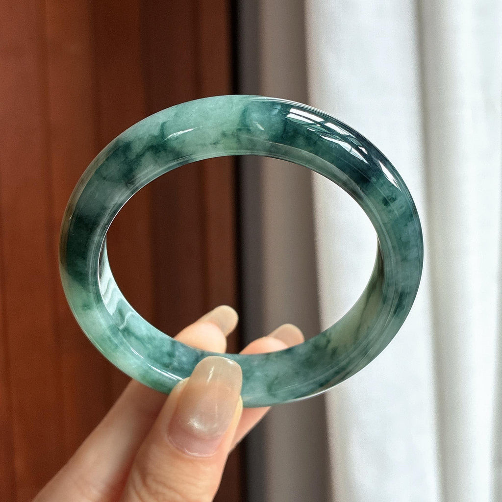 细糯种飘花正圈平安镯 54圈 天然缅甸A货翡翠（yc465543）