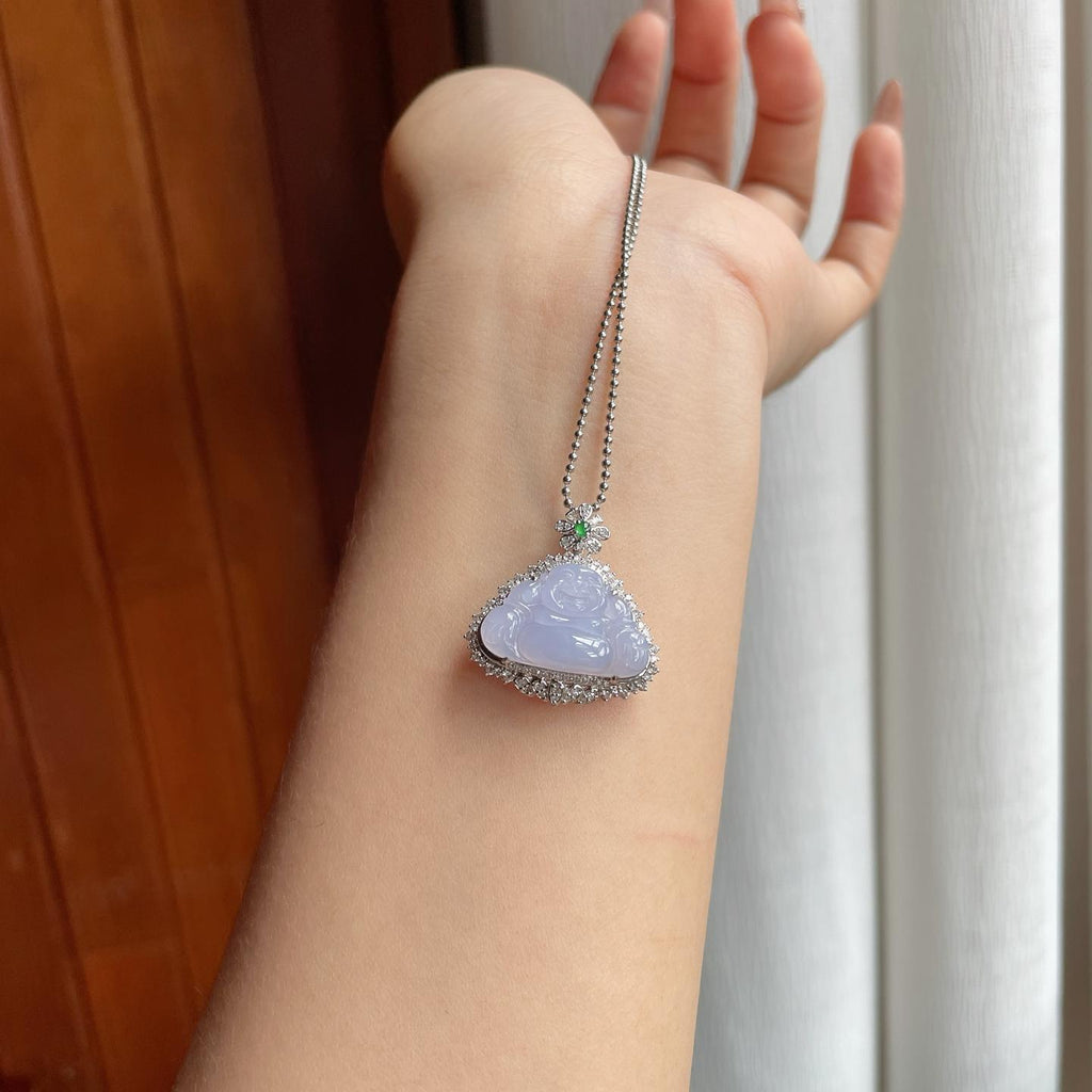 18k金钻镶冰种紫罗兰翡翠佛公（yc185584）