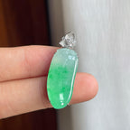 18k金镶糯冰飘绿翡翠福瓜（yc251743）