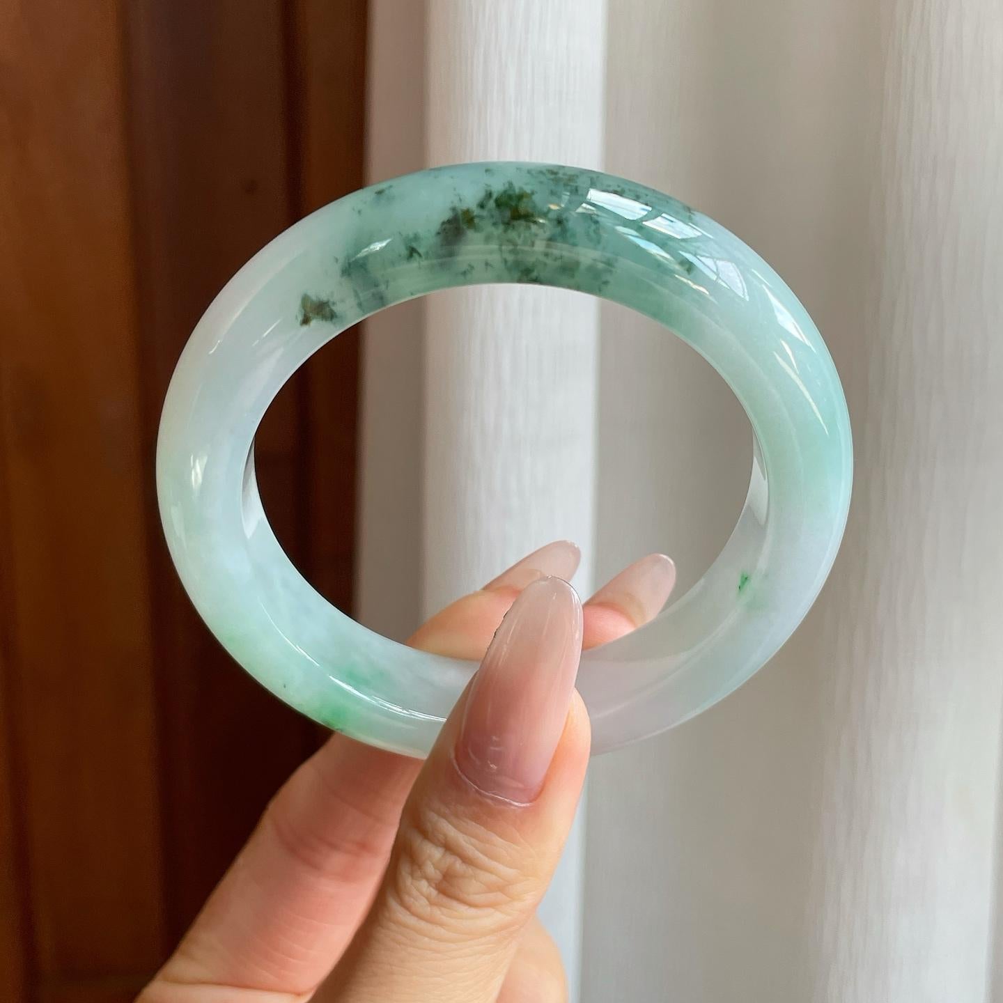 冰种飘花翡翠平安镯（55mm）（yc282500）