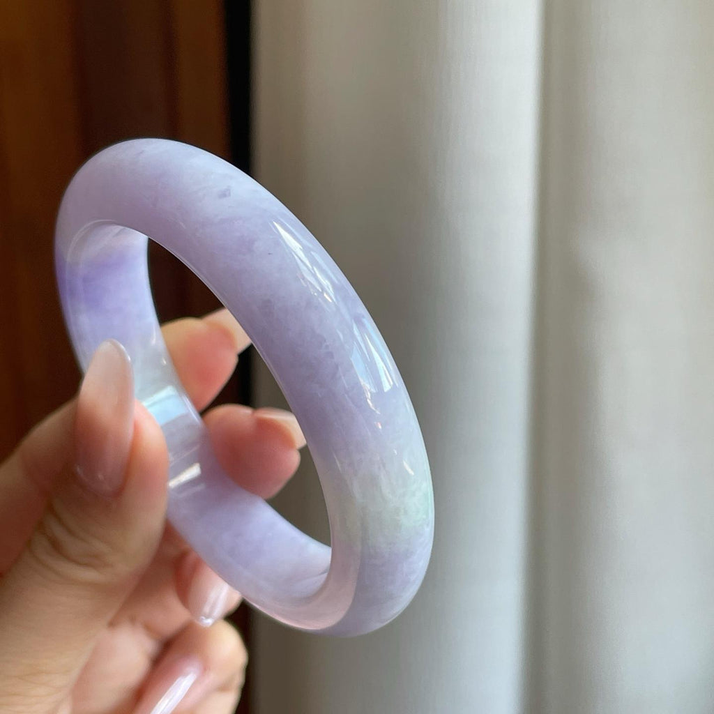 细糯冰紫罗兰翡翠平安镯（54.8mm）（yc272881）