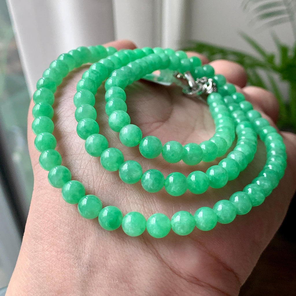 细糯种翠绿小米珠链（108颗）  天然缅甸A货翡翠（yc445860）
