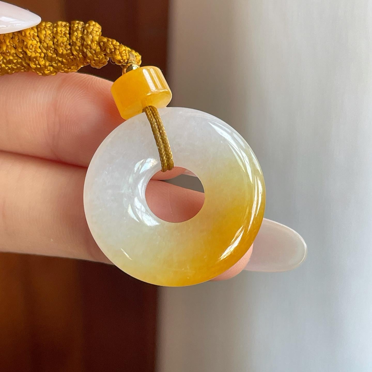 糯冰黄翡翡翠平安扣（yc269031）