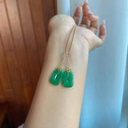 18k金镶糯冰满色翡翠方糖耳饰（yc266473）