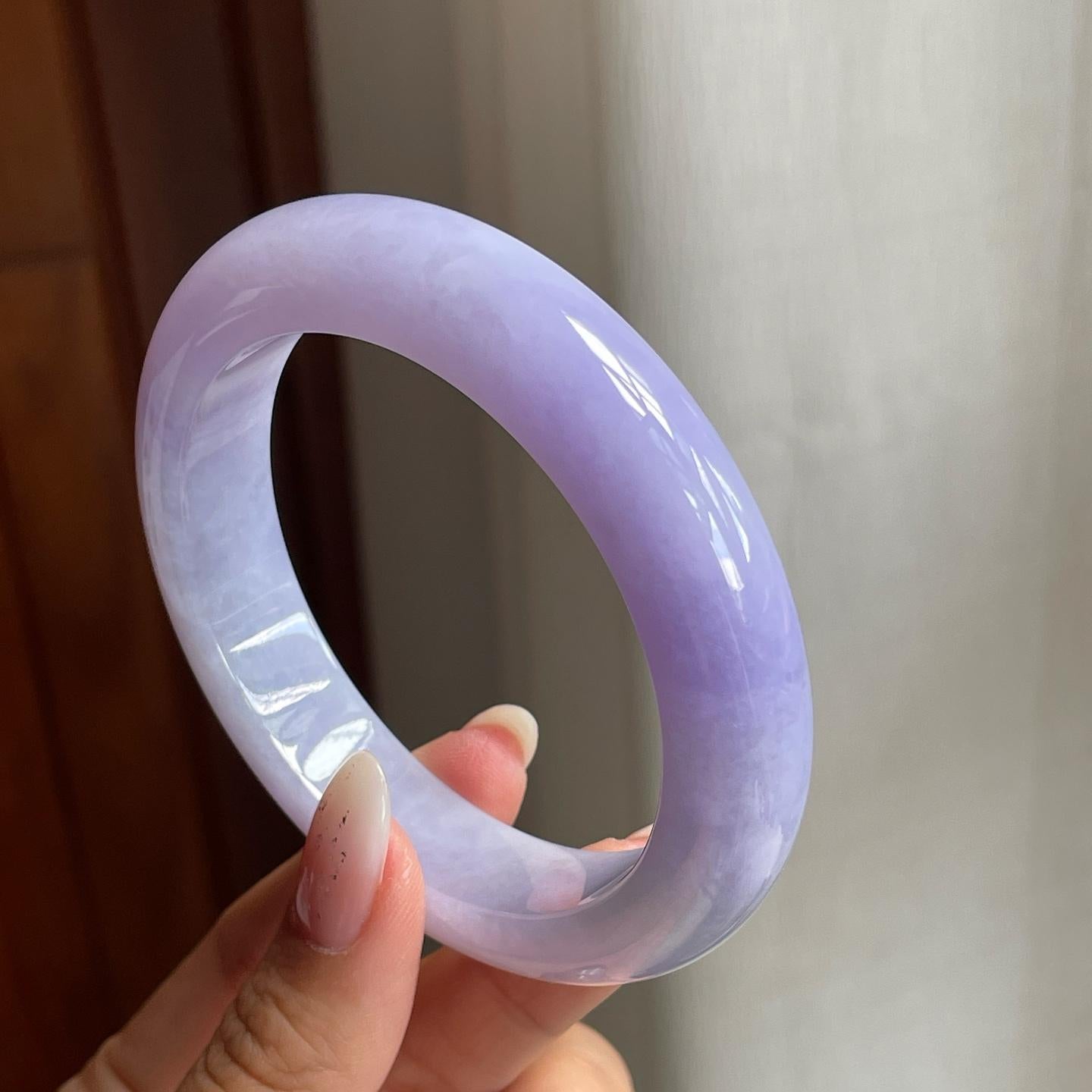 糯冰种紫罗兰翡翠平安镯（57mm）（yc204376）