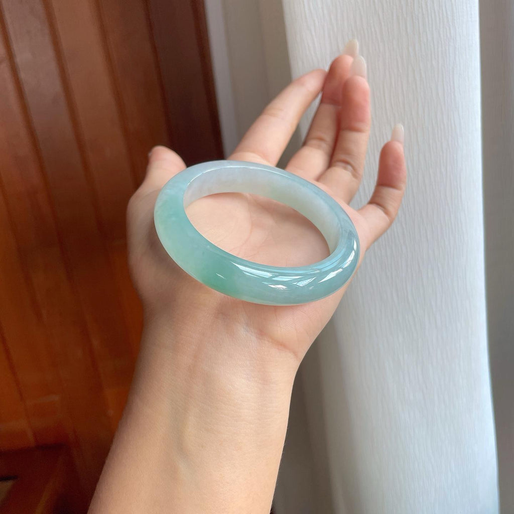 冰种飘花翡翠平安镯（55.8mm）（yc269020）