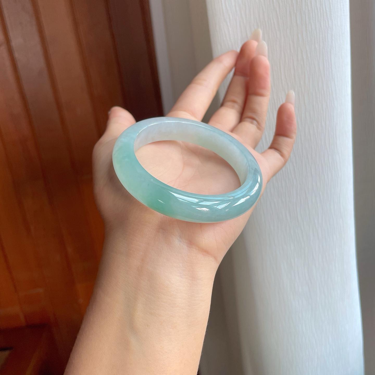 冰种飘花翡翠平安镯（55.8mm）（yc269020）