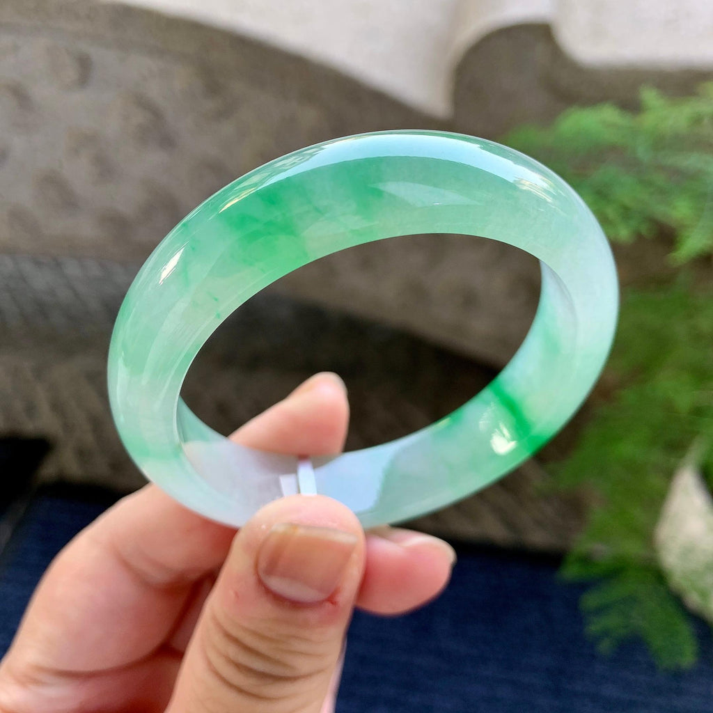 糯冰种飘绿洒金平安镯（51.2mm）（yc249463）