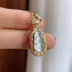18k金钻镶冰玻种无色翡翠豆子（yc277628）
