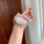 冰种春带彩翡翠圆条手镯（55mm）（yc344026）