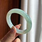 糯冰飘花带洒金正圈平安镯 56圈 天然缅甸A货翡翠（yc454501）