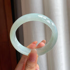 糯冰种淡底色宽版翡翠平安镯（58.2mm）（yc354349）