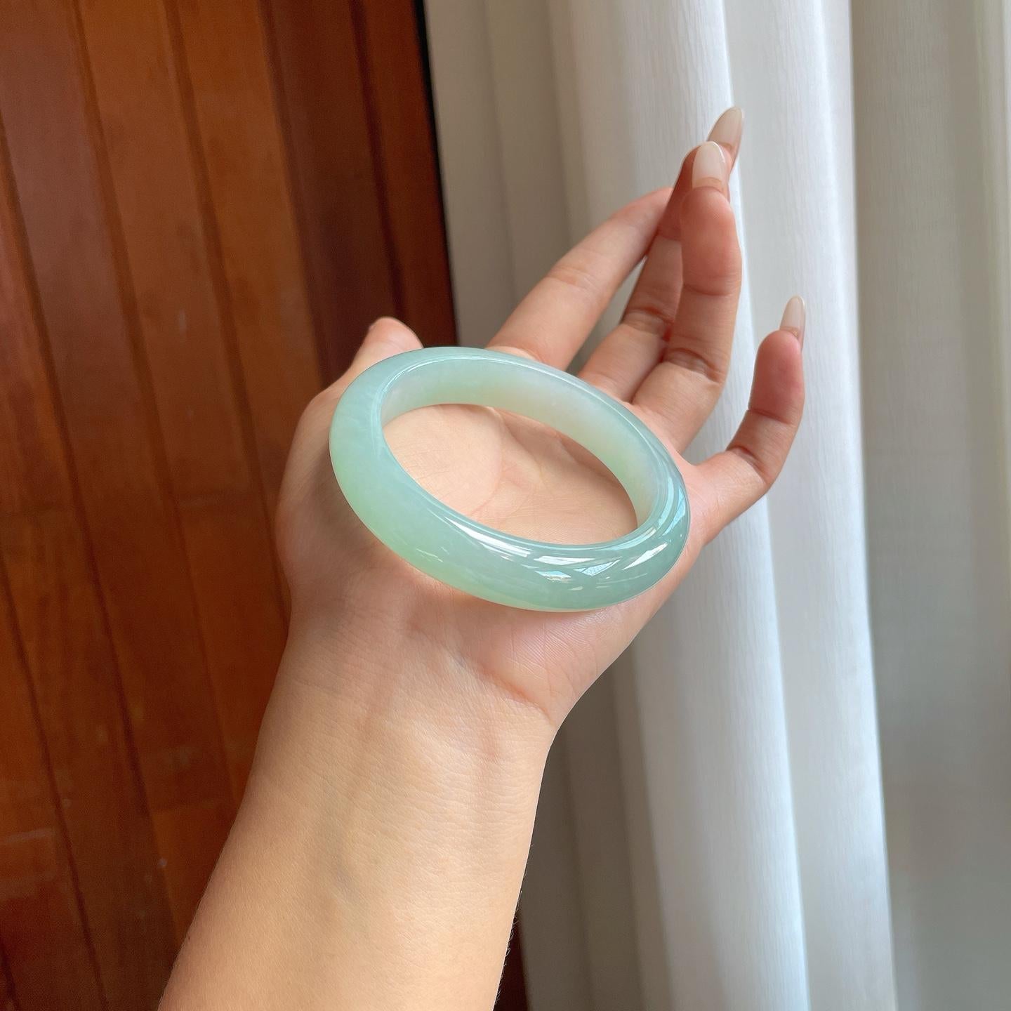 冰种晴底翡翠平安镯（yc281671）