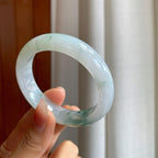 冰种飘花翡翠平安镯（52mm）（yc327166）