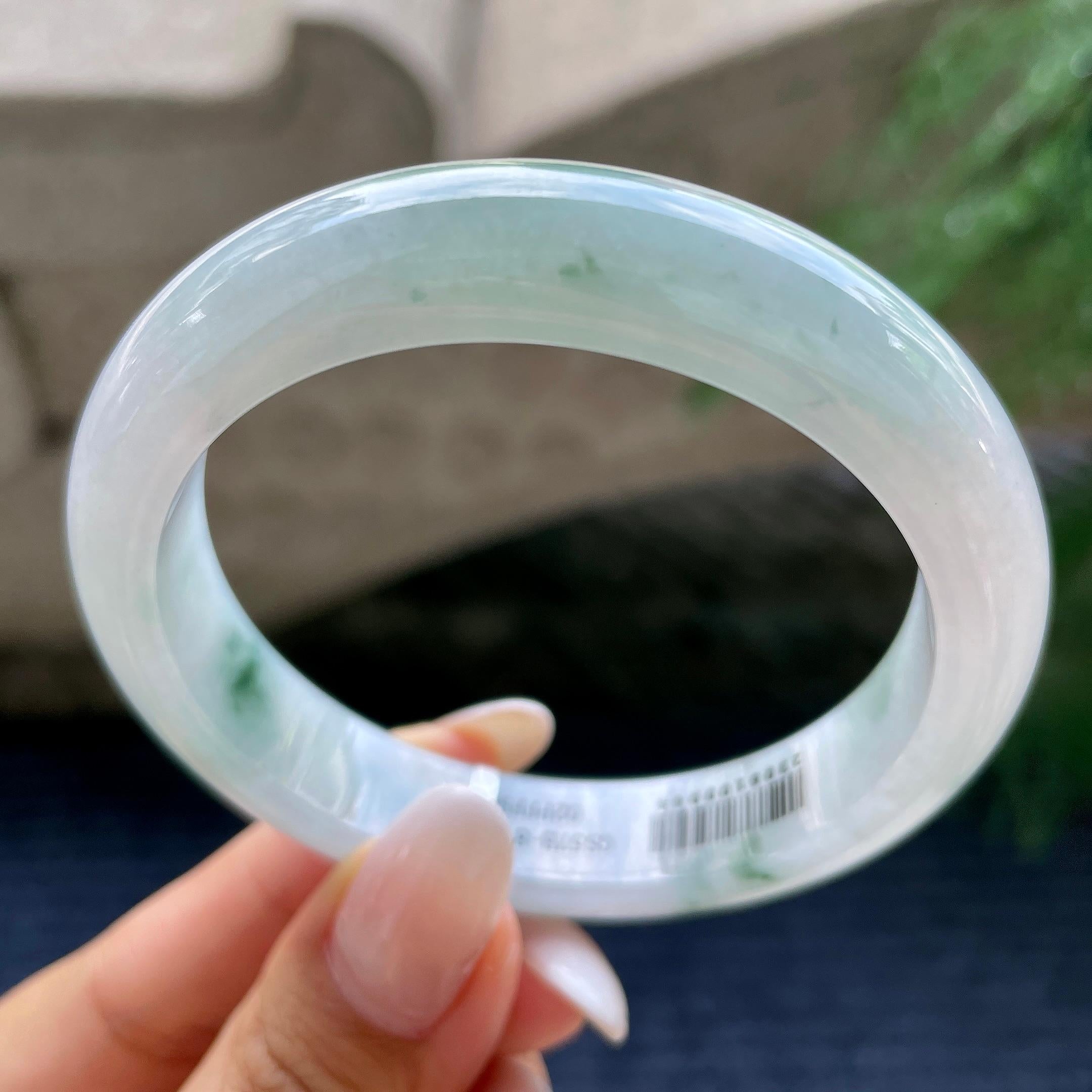 细糯种飘花正圈平安镯56圈     天然缅甸A货翡翠（yc416458）